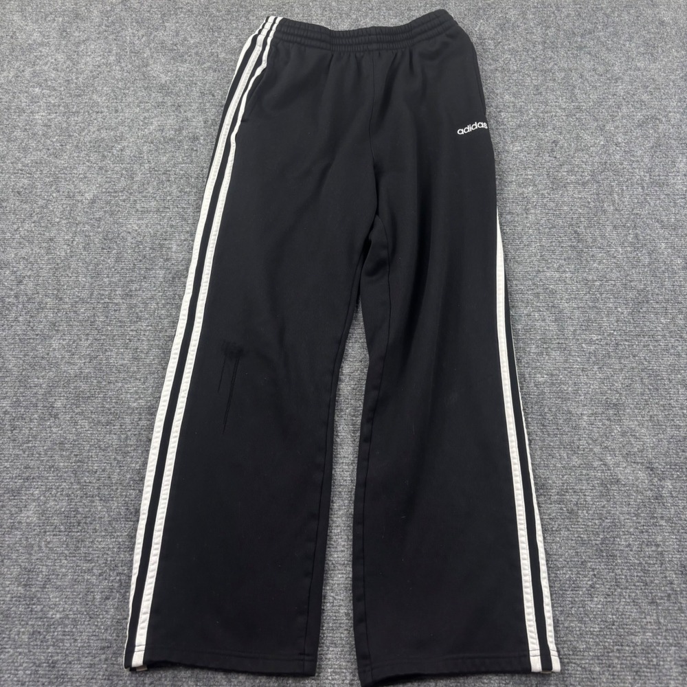 Adidas Track Pants Size XL Black White 3-Stripe Wide Leg Elastic Waist Women's - Picture 4 of 6